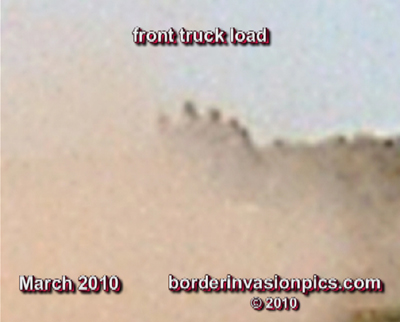 trucks of illegal aliens racing across the desert